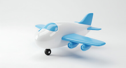 Obraz premium Playful Three-Dimensional Airplane Rendering on Clean White Background