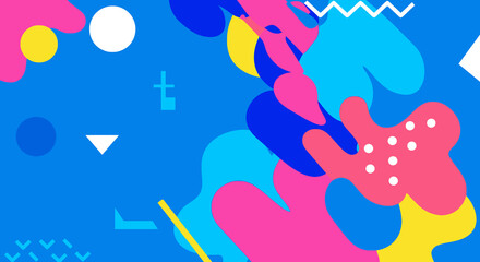 Fototapeta premium Colorful Funky Background Art Illustration. Abstract shapes, vibrant colors, and geometric patterns. Background art design.