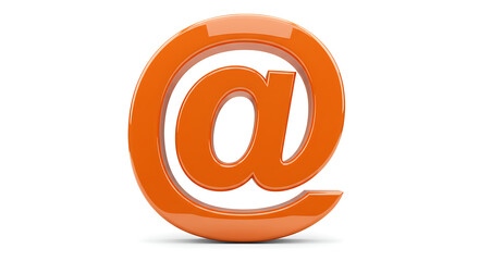 Vibrant orange email symbol, standing isolated against a plain white backdrop