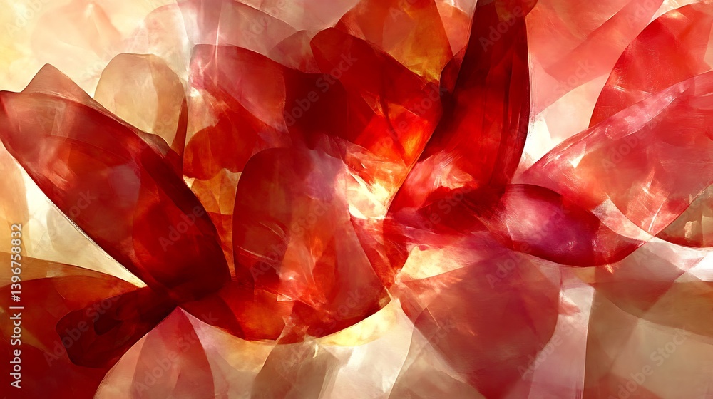 Aufkleber abstract composition of translucent red and orange shapes blending together in a vibrant display