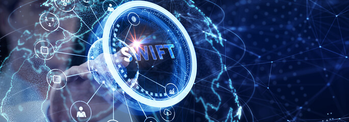 SWIFT. Society for Worldwide Interbank Financial Telecommunications. Financial Banking regulation concept.