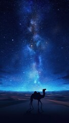 Fototapeta premium Illustration of Silhouette of Camel Under Starry Night Sky 