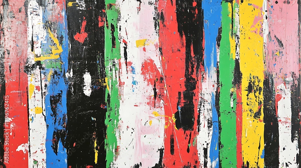Poster abstract colorful paint splashes on a textured wall, creating a vibrant backdrop for artistic projec