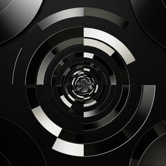 Obraz premium Cut mirrors in concentric circles on matte black background