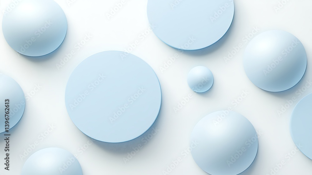 Aufkleber abstract composition of various blue circular shapes on a light background, creating a modern aesthe