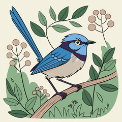 ​The Splendid Fairy Wren is a small Australian bird known for its vibrant blue and black plumage, especially in males during breeding season