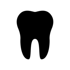 simple flat icon of a tooth. black silhouette design isolated on white background, perfect for dental care, health, and oral hygiene concepts.