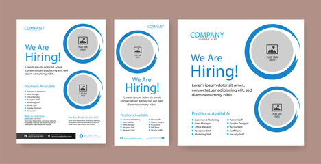 We are hiring job vacancy social media post banner design template with blue color. We are hiring job vacancy square web banner design.