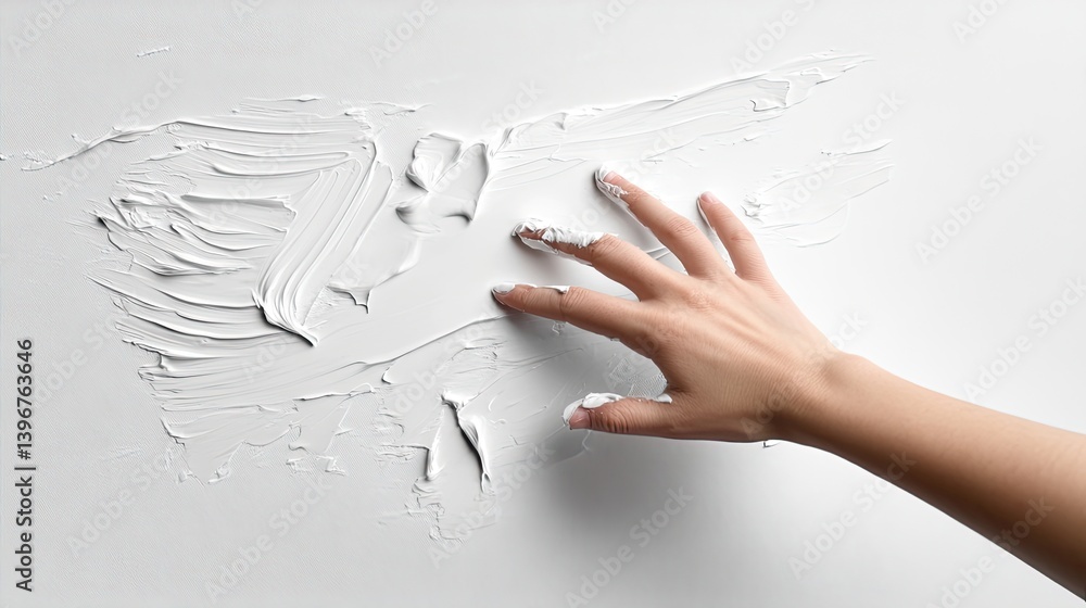 Poster minimalist studio close-up artistic exploration of texture and gesture in the creative process