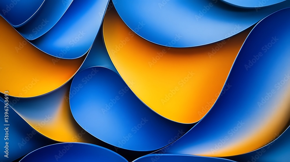 Poster abstract waves of blue and orange flowing together, creating a vibrant and dynamic background