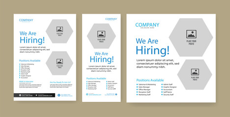 We are hiring job vacancy social media post banner design template with blue color. We are hiring job vacancy square web banner design.