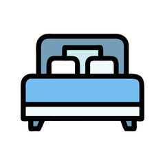 Hotel Bed Representing Accommodation and Lodging Icon Design