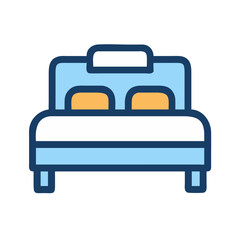 Hotel Bed Representing Accommodation and Lodging Icon Design