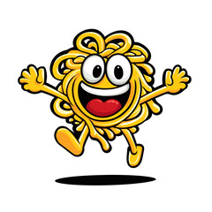 Happy Spaghetti Cute Vector Mascot Art	

