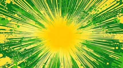 Obraz premium A vibrant explosion of colors featuring bright yellow at its core radiating outwards through green bursts