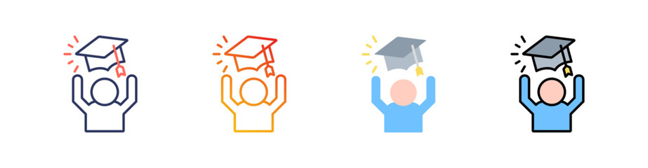 Student Multi Style Icon Set Vector 