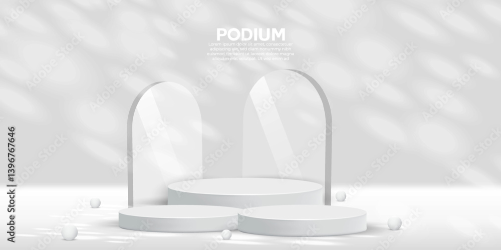 Aufkleber 3d empty product display mockup design vector with white color background. promotional product adver