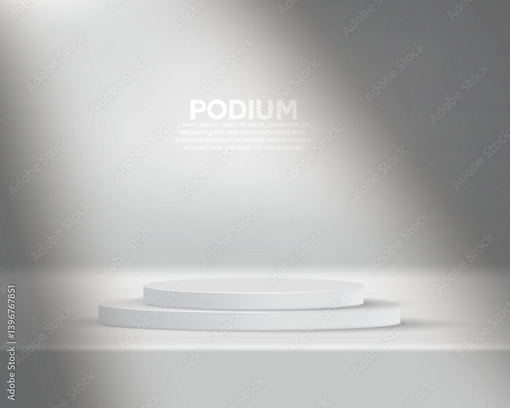 Aufkleber 3d empty product display mockup design vector with white color background. promotional product adver