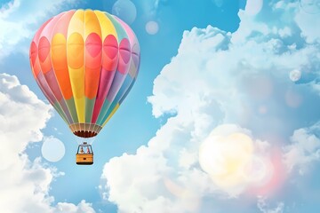 Fototapeta premium Charming hot air balloon design creates joyfully unique invitations and event d√©cor.