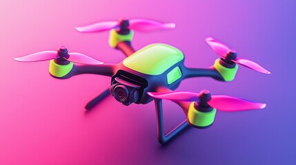 Fototapeta premium Colorful Drone in Gradient Background