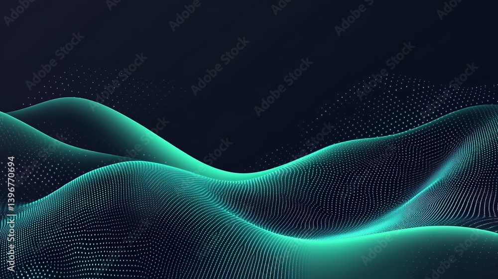 Aufkleber abstract digital waves with glowing lines and dots creating a serene background atmosphere