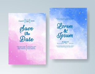 Wedding invitation with abstract watercolor background