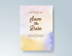 Wedding invitation with abstract watercolor background