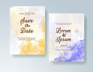 Wedding invitation with abstract watercolor background
