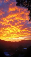 Obraz premium Sunrise over Hills, Colorful Sky