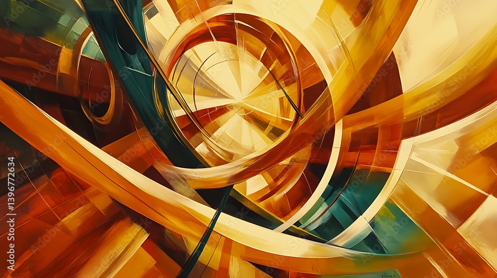 Aufkleber abstract swirling patterns in warm tones of orange and yellow, creating a dynamic visual flow