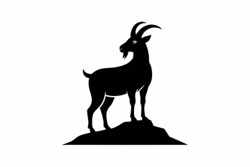 goat standing on rock silhouette vector illustration