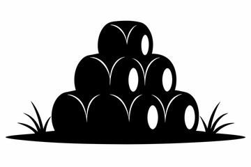 hay bale stack silhouette vector illustration © mstsokera