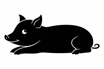 pig lying down silhouette vector illustration