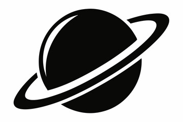 planet with rings silhouette vector illustration