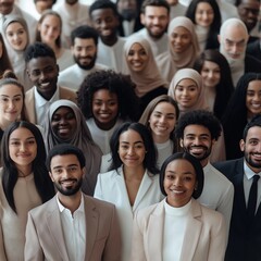 Fototapeta premium AI generated image of diverse professional businesspeople in formal attire representing teamwork, confidence, and inclusivity