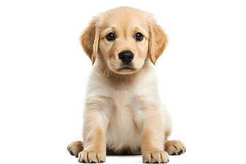 golden retriever puppy on white background