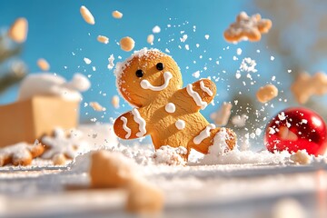 Gingerbread Man Festive Scene