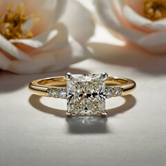 A diamond engagement ring with a prominent solitaire, gracefully set on a slender gold band. 