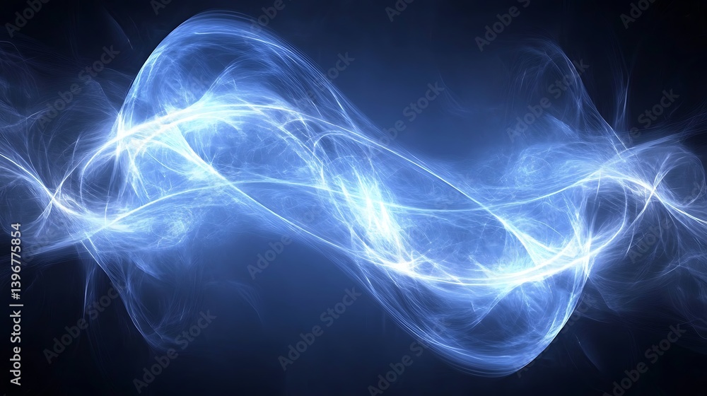 Aufkleber abstract blue light waves swirling dynamically against a dark background, creating a sense of motion