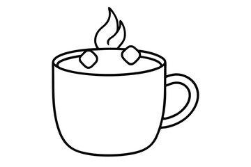 hot cocoa with marshmallows vector icon