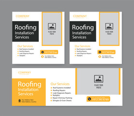 roofing service social media post and roll up banner, flyer, template