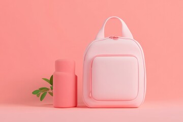 Pastel Pink Backpack and Bottle