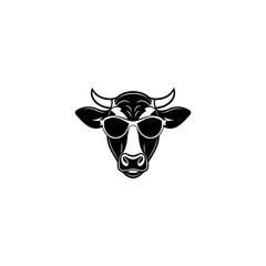 Cow head logo silhouette vector design. 