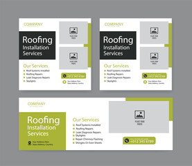 roofing service social media post and roll up banner, flyer, template
