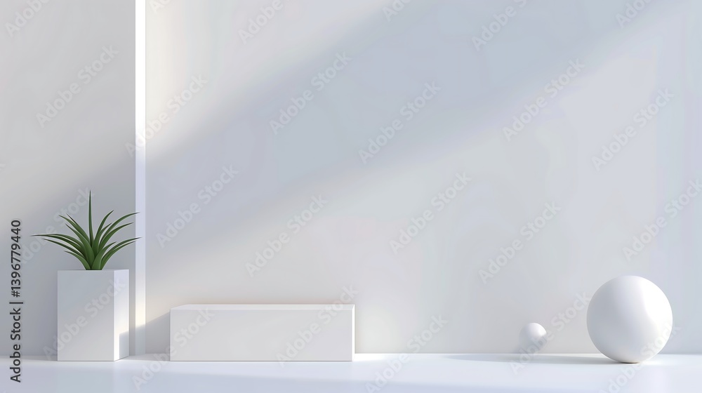 Poster a minimal smooth 3d abstract background with organic shapes and fluid motion, clean white and light 