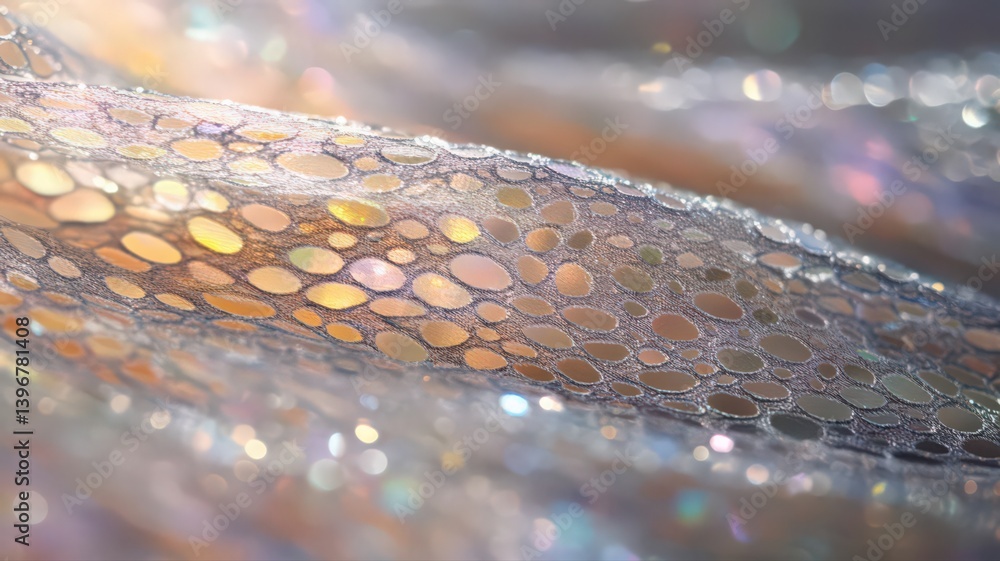 Poster iridescent fabric texture with shimmering light and soft color palette