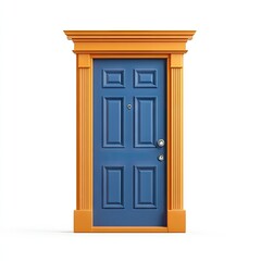 A classic, two-toned exterior door with decorative trim.