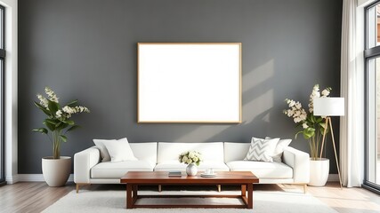 A wall art mockup showcasing a modern abstract print with a preview of how it will look in a home setting, modern, artwork, digital