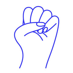 Fist of hand. Gesture doodle icon. Contour vector illustration