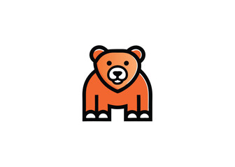 Bear. Roaring bear logo. Bear growing, grinning vector illustration on minimalist logo, Icon, element.